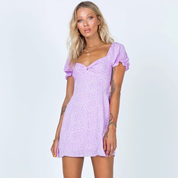 Princess Polly Dresses & Skirts - New Princess Polly Freyah Mini Dress Purple Polka Dots 6